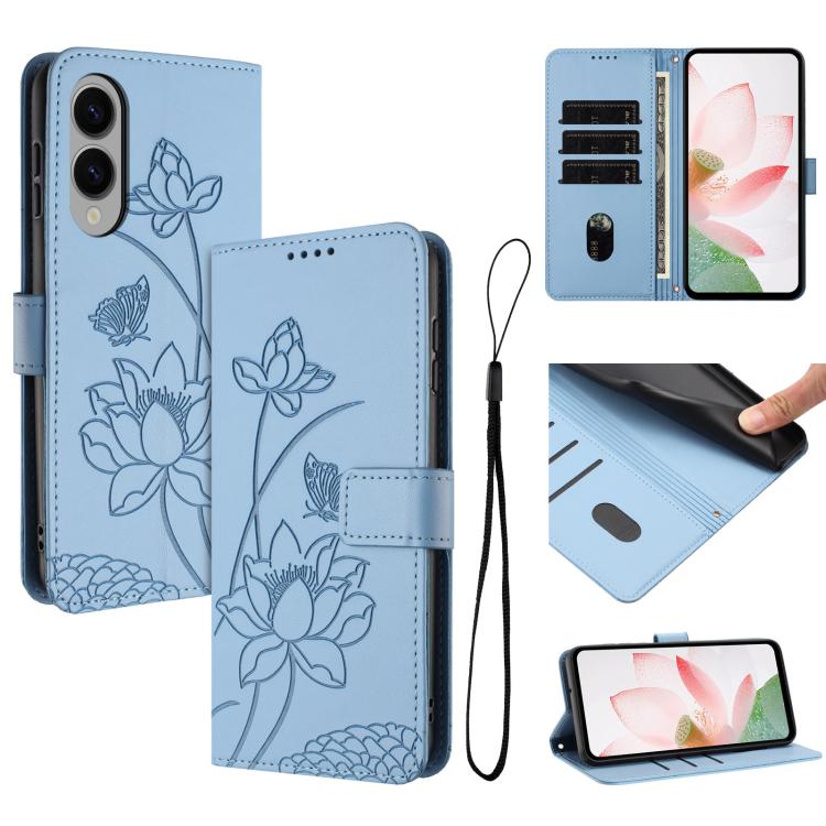 Custodia in pelle con motivo loto e cordino per Samsung Galaxy S25 FE, S25 Edge