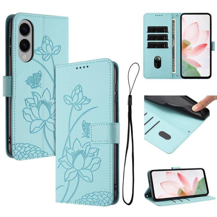 Custodia in pelle con motivo loto e cordino per Samsung Galaxy S25 FE, S25 Edge