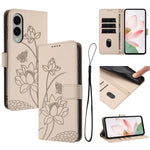 Custodia in pelle con motivo loto e cordino per Samsung Galaxy S25 FE, S25 Edge
