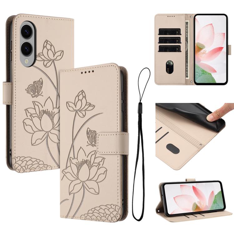 Custodia in pelle con motivo loto e cordino per Samsung Galaxy S25 FE, S25 Edge