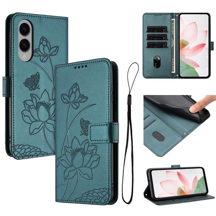 Custodia in pelle con motivo loto e cordino per Samsung Galaxy S25 FE, S25 Edge