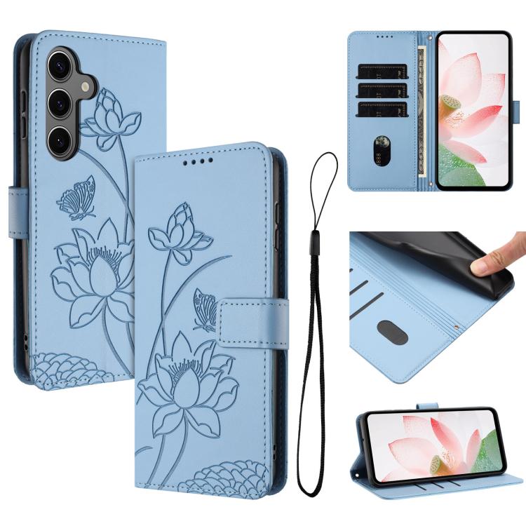 Custodia in pelle con motivo loto e cordino per Samsung Galaxy S25 FE, S25 Edge