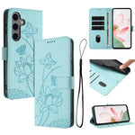 Custodia in pelle con motivo loto e cordino per Samsung Galaxy S25 FE, S25 Edge