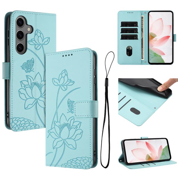 Custodia in pelle con motivo loto e cordino per Samsung Galaxy S25 FE, S25 Edge