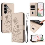 Custodia in pelle con motivo loto e cordino per Samsung Galaxy S25 FE, S25 Edge