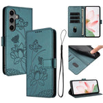 Custodia in pelle con motivo loto e cordino per Samsung Galaxy S25 FE, S25 Edge