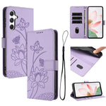 Custodia in pelle con motivo loto e cordino per Samsung Galaxy A56 5G, M56 5G