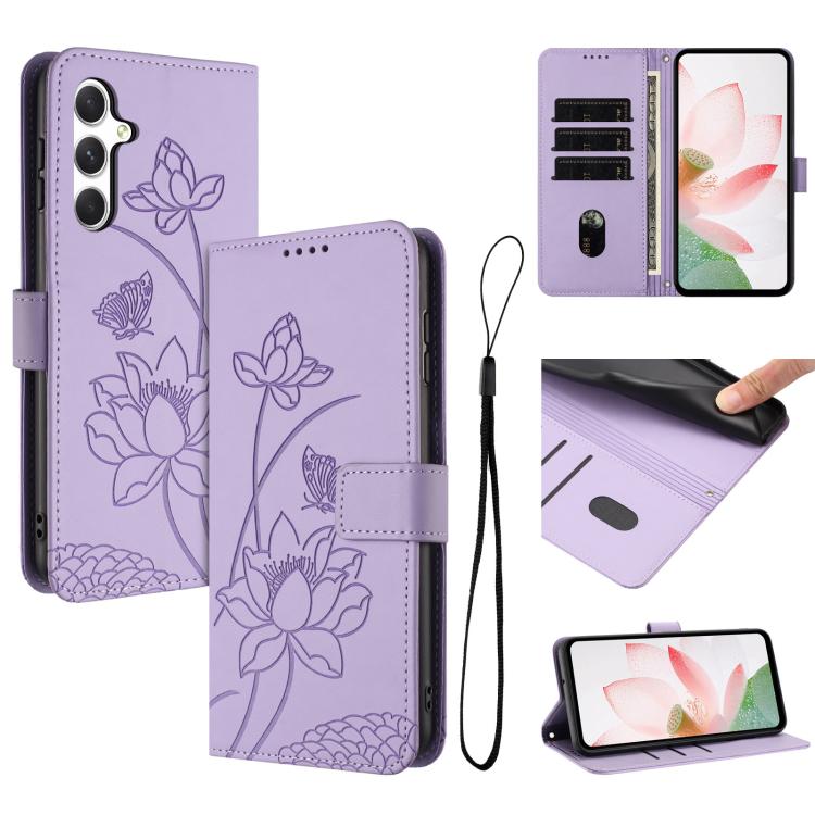 Custodia in pelle con motivo loto e cordino per Samsung Galaxy A56 5G, M56 5G