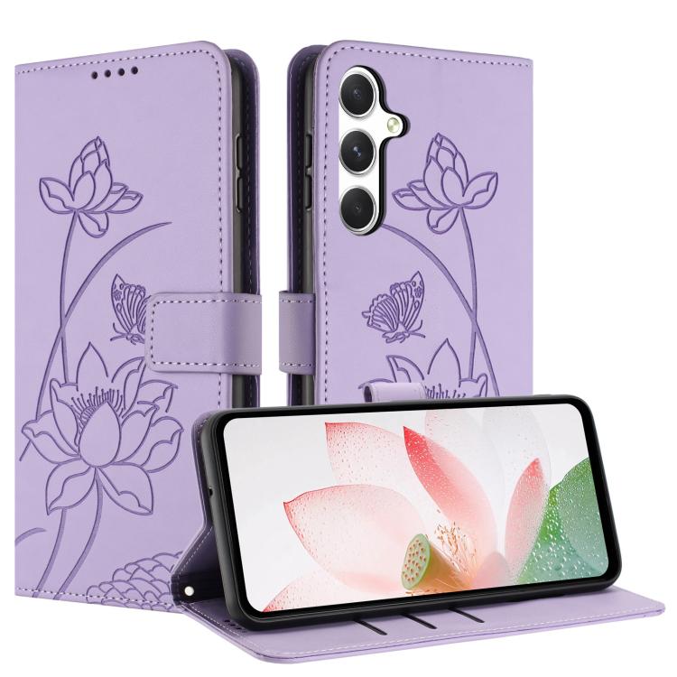Custodia in pelle con motivo loto e cordino per Samsung Galaxy A56 5G, M56 5G