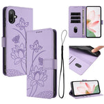 Custodia in pelle con motivo loto e cordino per Samsung Galaxy A56 5G, M56 5G