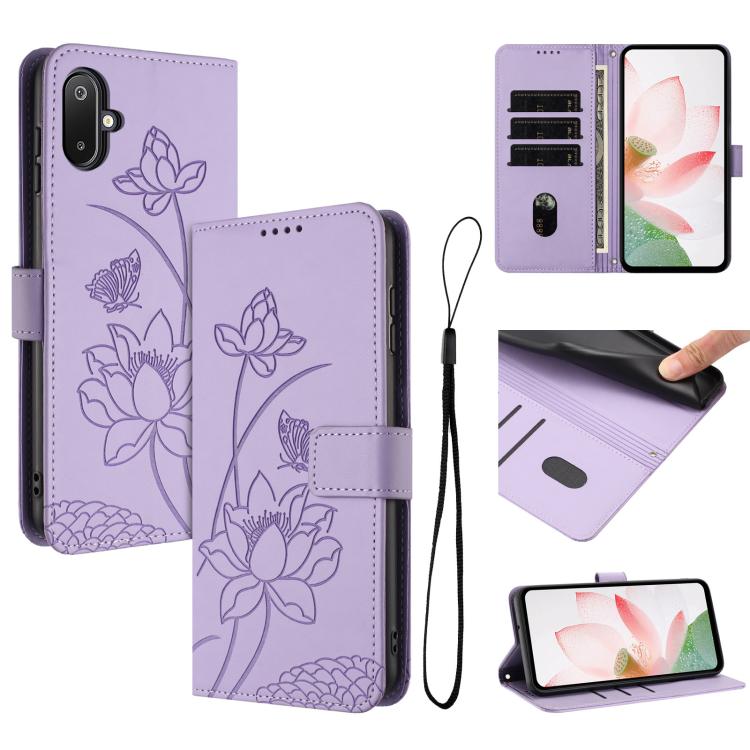 Custodia in pelle con motivo loto e cordino per Samsung Galaxy A56 5G, M56 5G