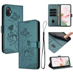 Custodia in pelle con motivo loto e cordino per Samsung Galaxy A56 5G, M56 5G