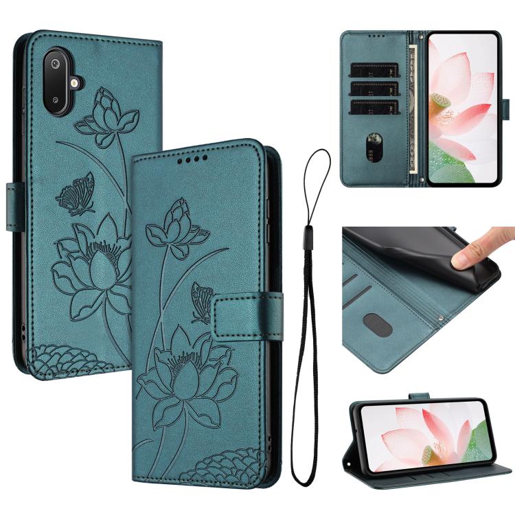 Custodia in pelle con motivo loto e cordino per Samsung Galaxy A56 5G, M56 5G