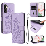 Custodia in pelle con motivo loto e cordino per Samsung Galaxy A56 5G, M56 5G
