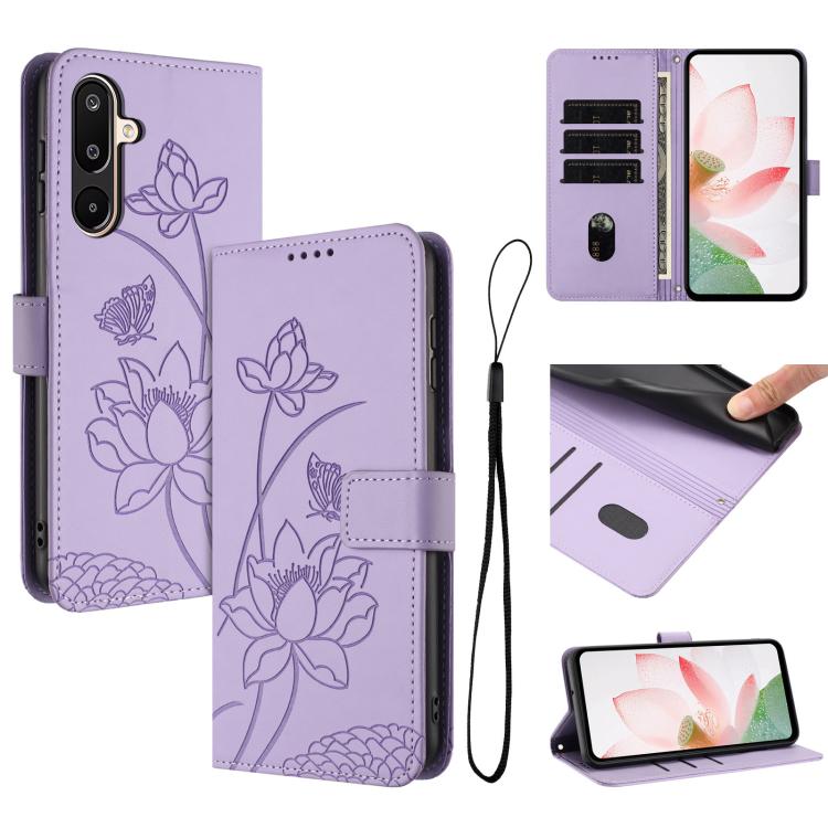 Custodia in pelle con motivo loto e cordino per Samsung Galaxy A56 5G, M56 5G