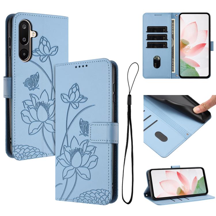 Custodia in pelle con motivo loto e cordino per Samsung Galaxy A56 5G, M56 5G