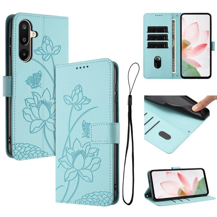 Custodia in pelle con motivo loto e cordino per Samsung Galaxy A56 5G, M56 5G