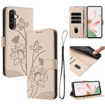 Custodia in pelle con motivo loto e cordino per Samsung Galaxy A56 5G, M56 5G