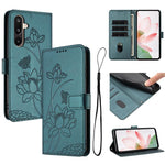 Custodia in pelle con motivo loto e cordino per Samsung Galaxy A56 5G, M56 5G