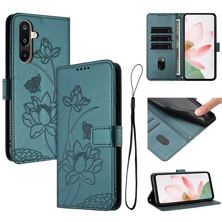 Custodia in pelle con motivo loto e cordino per Samsung Galaxy A56 5G, M56 5G