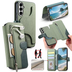 Portafoglio in pelle con cerniera e protezione antifurto per Galaxy S26 FE