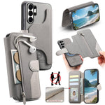 Portafoglio in pelle con cerniera e protezione antifurto per Galaxy S26 FE