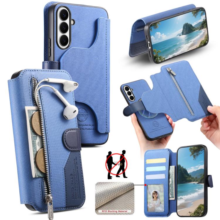 Portafoglio in pelle con cerniera e protezione antifurto per Galaxy S26 FE