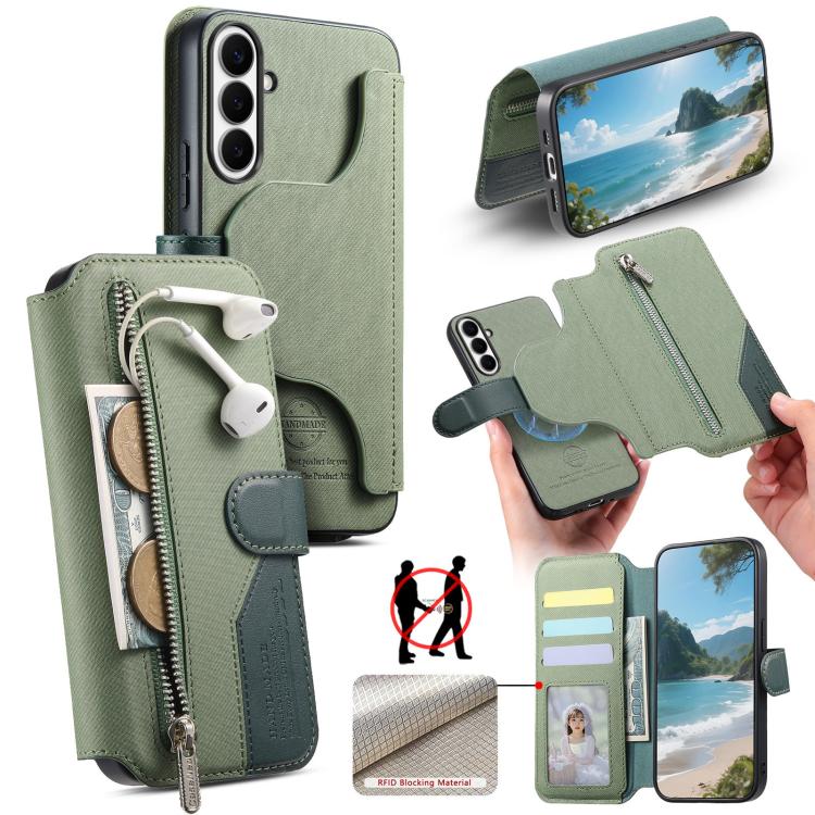 Portafoglio in pelle con cerniera e protezione antifurto per Galaxy S26 FE