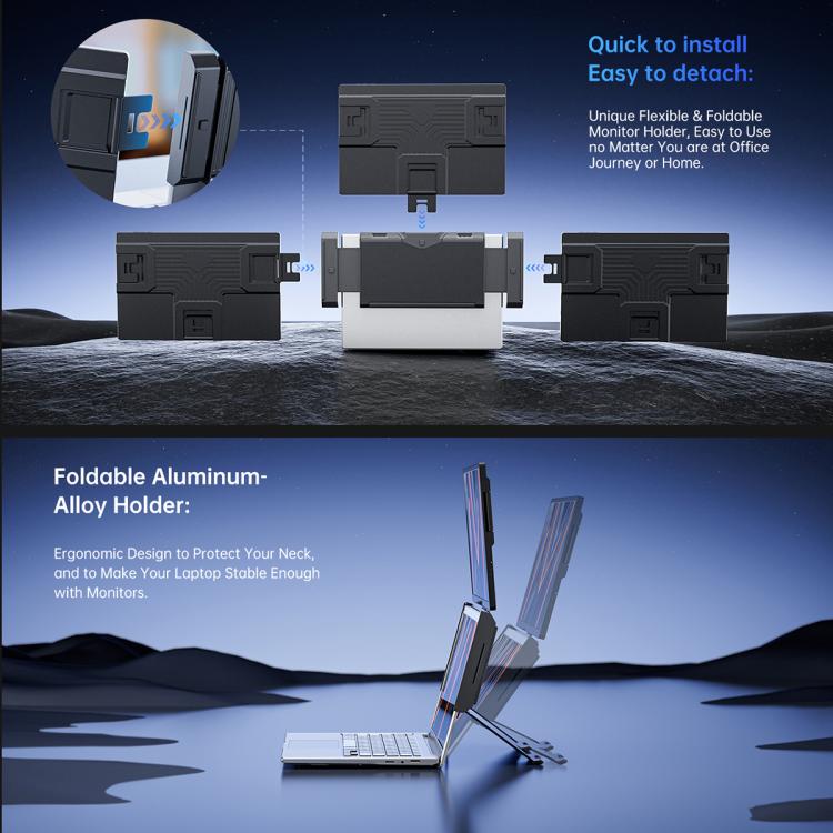 Arie Monitor Portatile 14" Triplo Display con USB-A 3.0