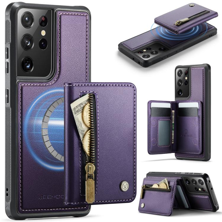 Custodia con cerniera, protezione RFID e porta carte per Samsung Galaxy S21
