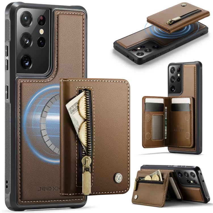 Custodia con cerniera, protezione RFID e porta carte per Samsung Galaxy S21