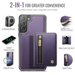 Custodia con cerniera, protezione RFID e porta carte per Samsung Galaxy S21