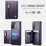 Custodia con cerniera, protezione RFID e porta carte per Samsung Galaxy S21