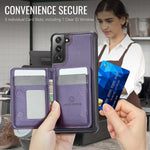 Custodia con cerniera, protezione RFID e porta carte per Samsung Galaxy S21