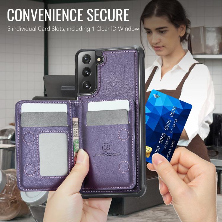 Custodia con cerniera, protezione RFID e porta carte per Samsung Galaxy S21