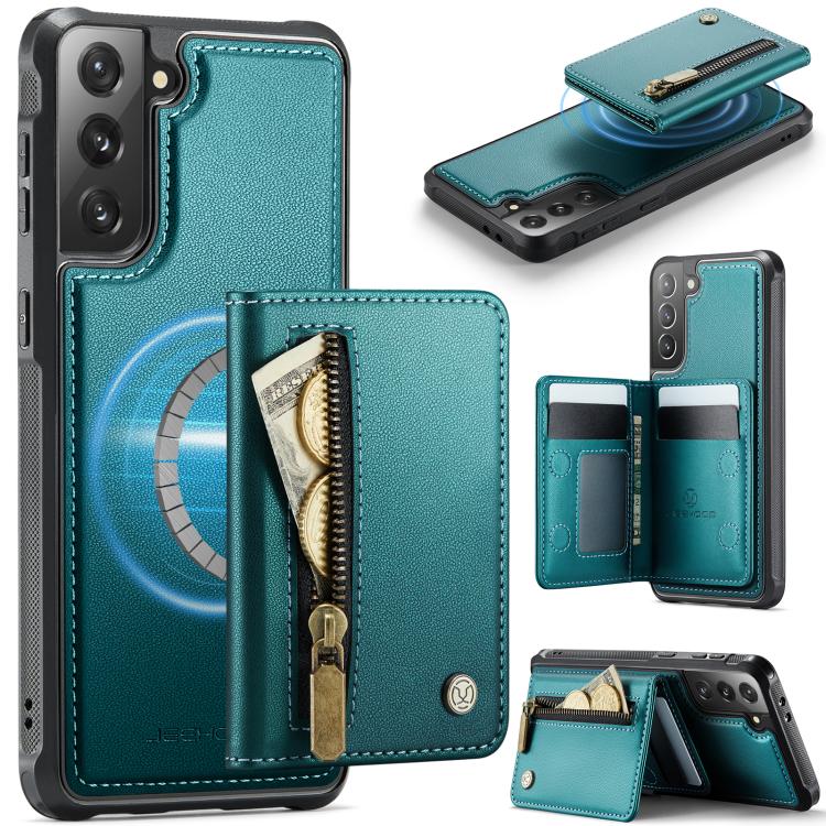 Custodia con cerniera, protezione RFID e porta carte per Samsung Galaxy S21