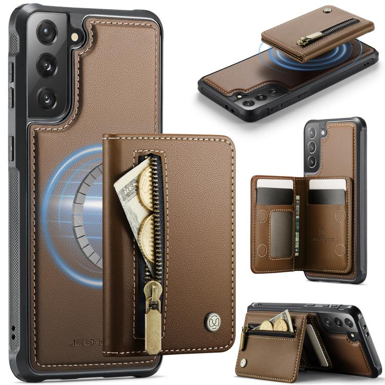 Custodia con cerniera, protezione RFID e porta carte per Samsung Galaxy S21