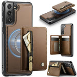 Custodia con cerniera, protezione RFID e porta carte per Samsung Galaxy S21