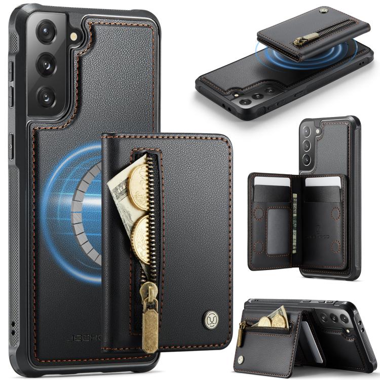 Custodia con cerniera, protezione RFID e porta carte per Samsung Galaxy S21
