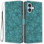 Custodia portafoglio in pelle con motivo a fiori per iPhone 16 Pl