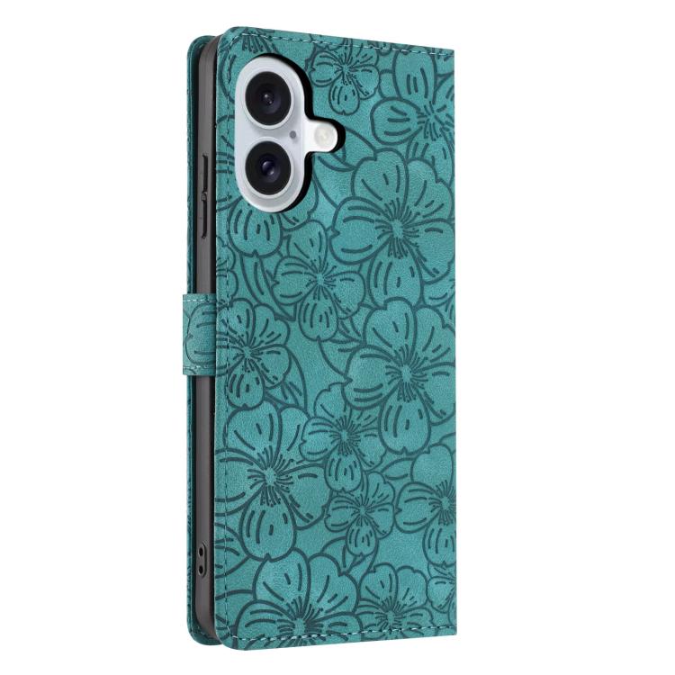 Custodia portafoglio in pelle con motivo a fiori per iPhone 16 Pl