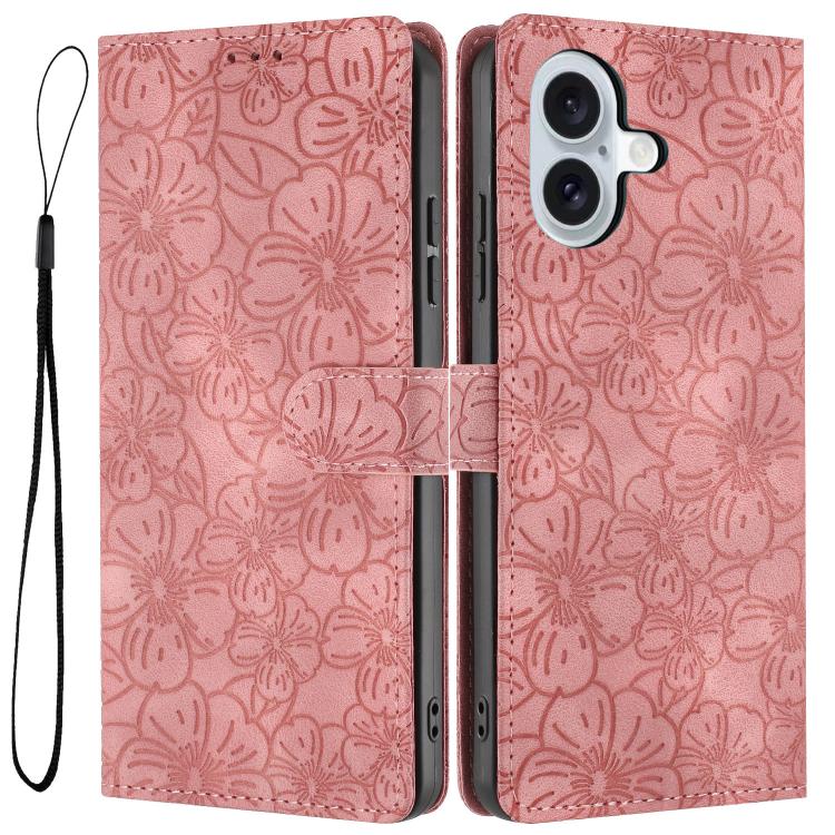 Custodia portafoglio in pelle con motivo a fiori per iPhone 16 Pl