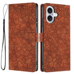 Custodia portafoglio in pelle con motivo a fiori per iPhone 16 Pl