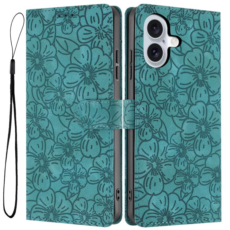 Custodia portafoglio in pelle con motivo a fiori per iPhone 16 Pl