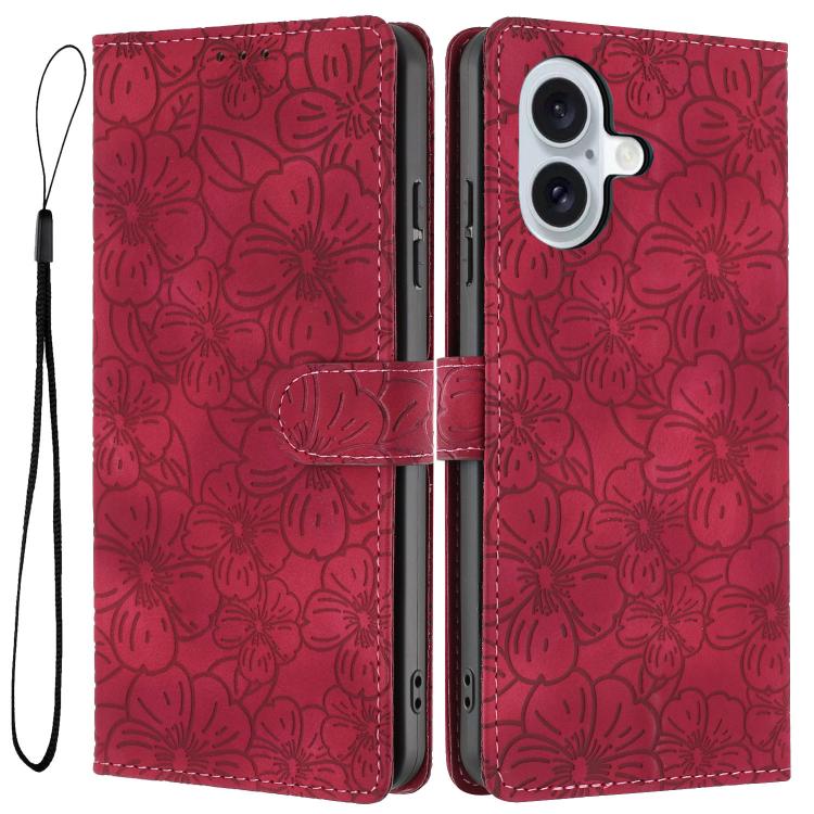 Custodia portafoglio in pelle con motivo a fiori per iPhone 16 Pl
