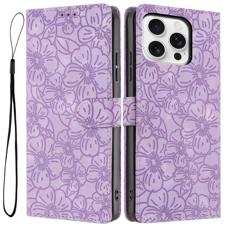 Custodia portafoglio in pelle con motivo a fiori per iPhone 16 Pl