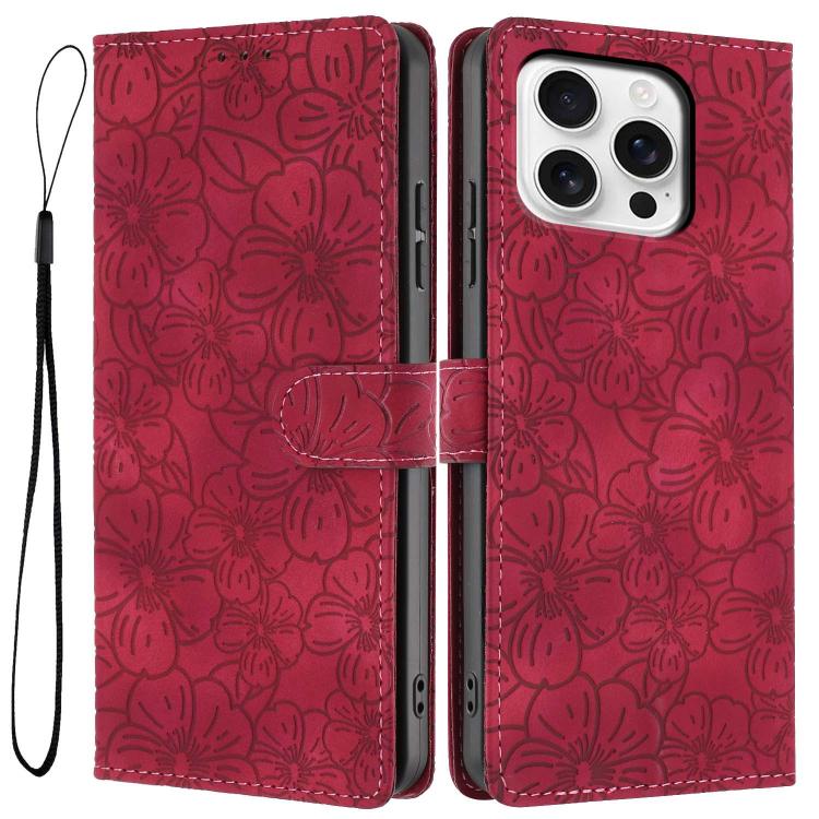 Custodia portafoglio in pelle con motivo a fiori per iPhone 16 Pl