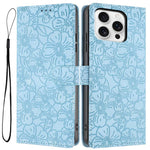 Custodia portafoglio in pelle con motivo a fiori per iPhone 16 Pl