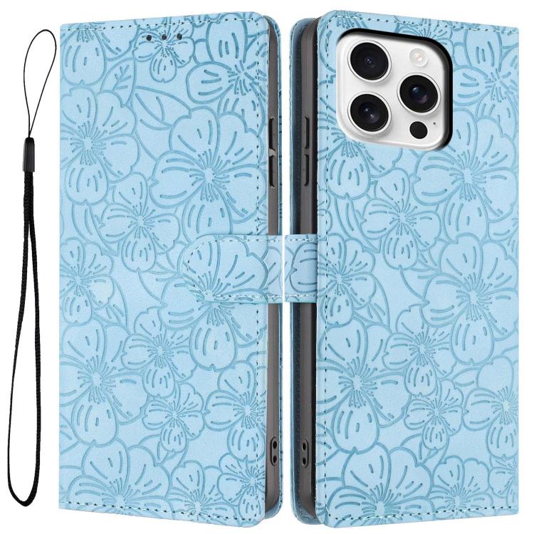 Custodia portafoglio in pelle con motivo a fiori per iPhone 16 Pl