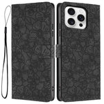 Custodia portafoglio in pelle con motivo a fiori per iPhone 16 Pl